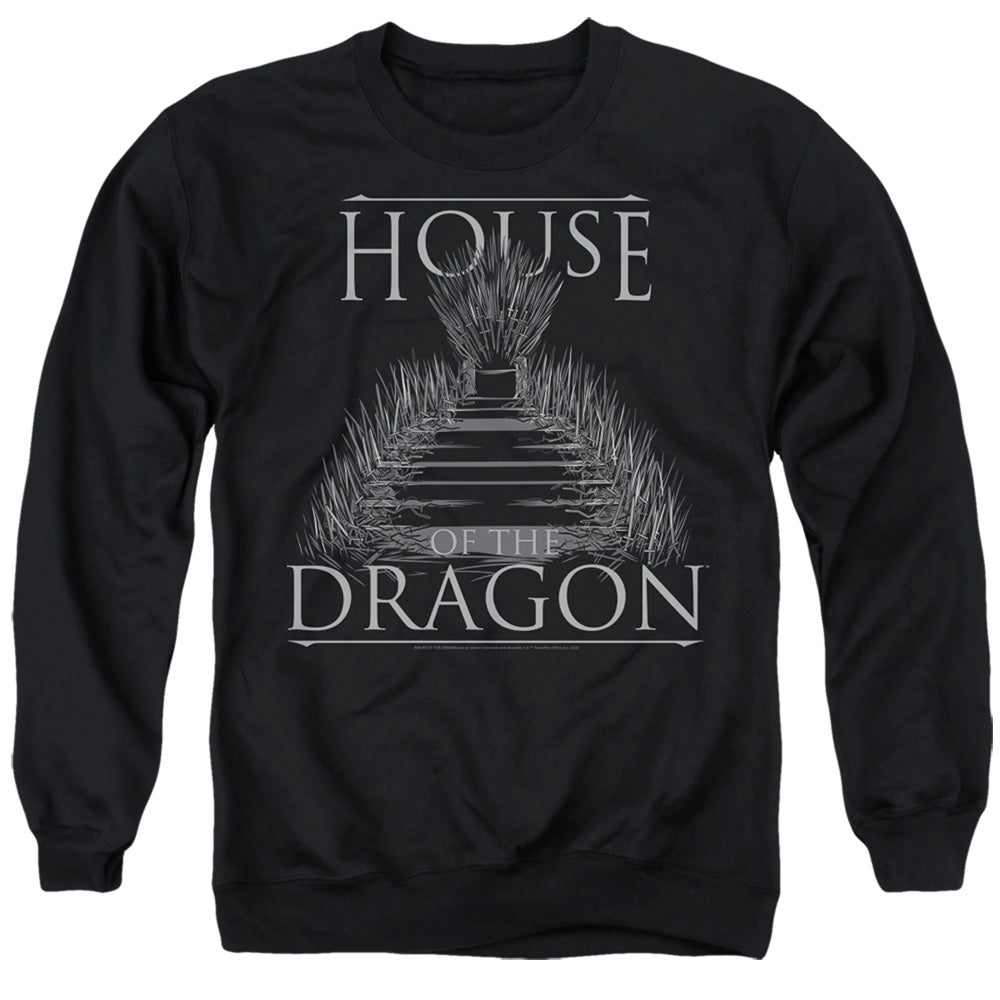 AN OFFCIALLY LICENSED HOUSE OF THE DRAGON SWORD THRONE ADULT UNISEX CREWNECK SWEATSHIRT BLACK