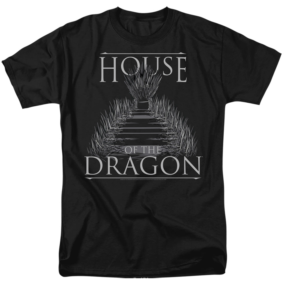 AN OFFCIALLY LICENSED HOUSE OF THE DRAGON SWORD THRONE MEN'S REGULAR FIT T-SHIRT BLACK