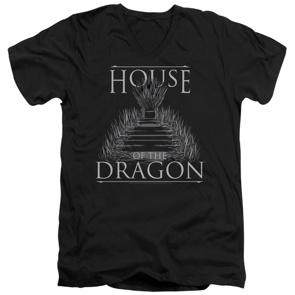 AN OFFCIALLY LICENSED HOUSE OF THE DRAGON SWORD THRONE MEN'S V-NECK T-SHIRT BLACK