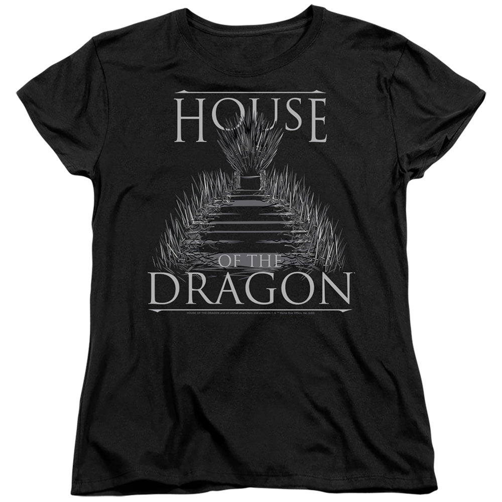 AN OFFCIALLY LICENSED HOUSE OF THE DRAGON SWORD THRONE WOMEN'S REGULAR FIT T-SHIRT BLACK