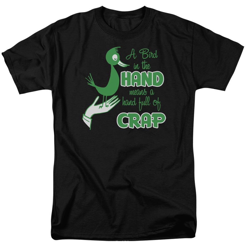 AN OFFCIALLY LICENSED BIRD IN THE HAND BIRD IN THE HAND MEN'S REGULAR FIT T-SHIRT BLACK