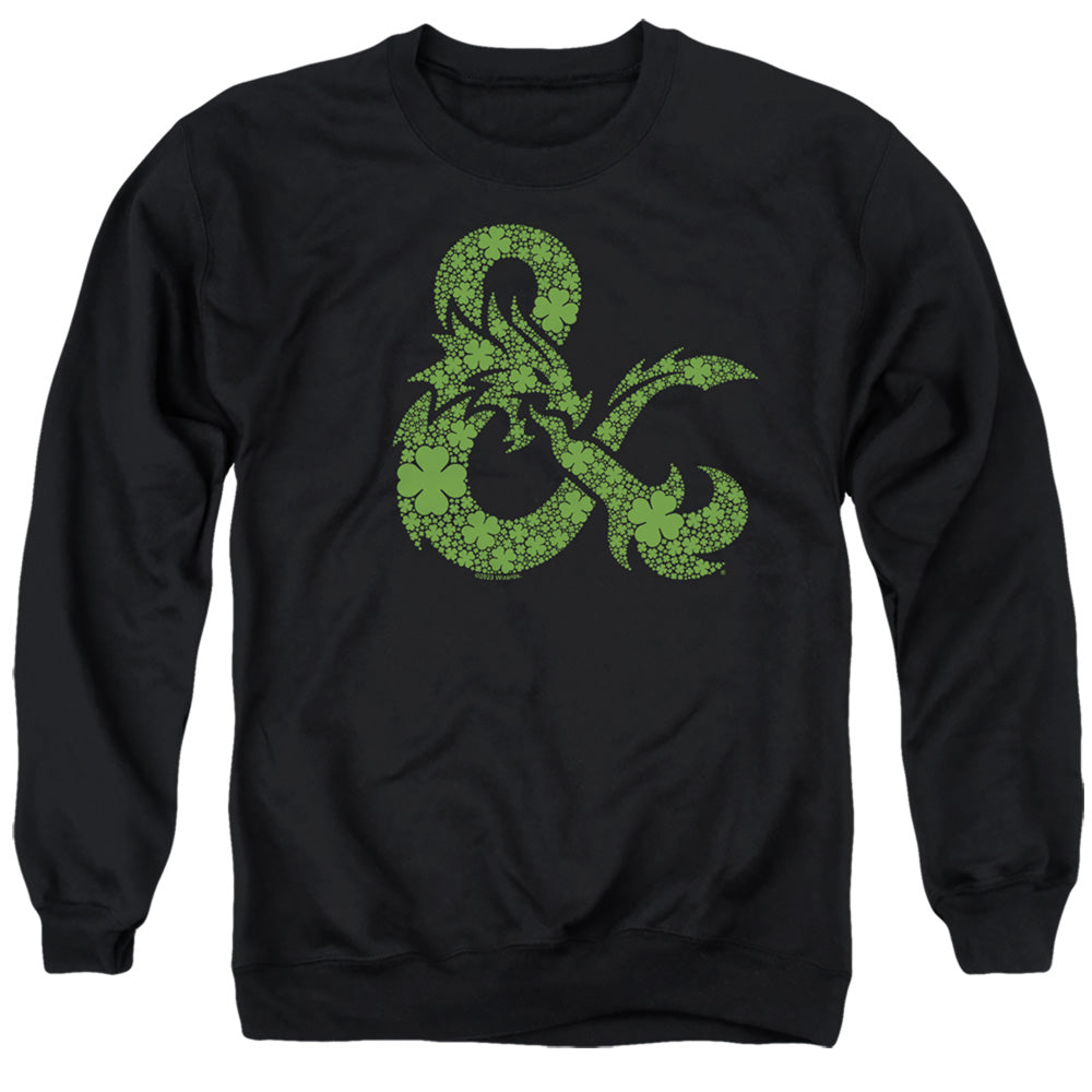 AN OFFCIALLY LICENSED DUNGEONS AND DRAGONS ST. PATRICK'S DAY SHAMROCK LOGO ADULT UNISEX CREWNECK SWEATSHIRT BLACK