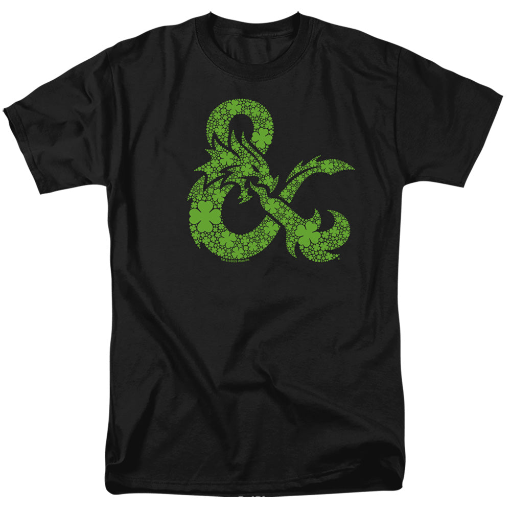 AN OFFCIALLY LICENSED DUNGEONS AND DRAGONS ST. PATRICK'S DAY SHAMROCK LOGO MEN'S REGULAR FIT T-SHIRT BLACK