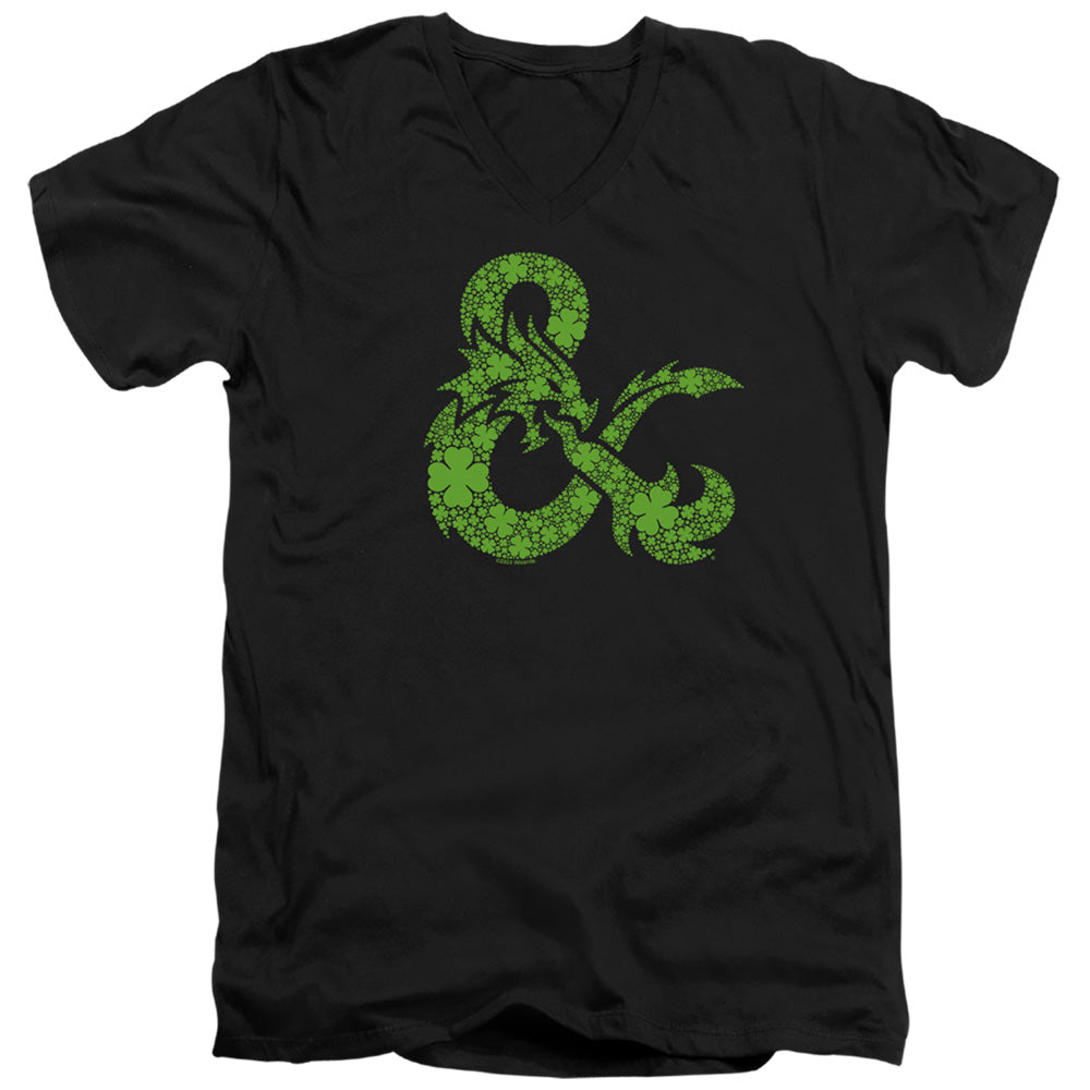 AN OFFCIALLY LICENSED DUNGEONS AND DRAGONS ST. PATRICK'S DAY SHAMROCK LOGO MEN'S V-NECK T-SHIRT BLACK