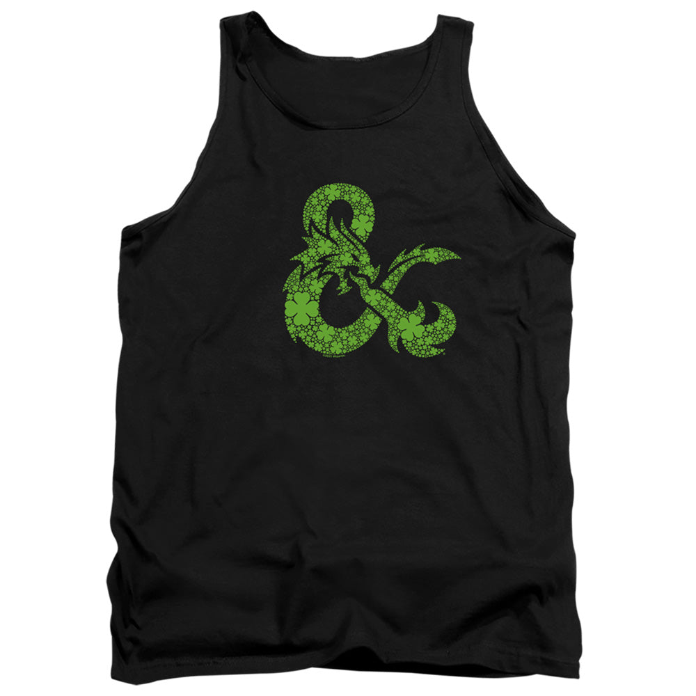 AN OFFCIALLY LICENSED DUNGEONS AND DRAGONS ST. PATRICK'S DAY SHAMROCK LOGO ADULT UNISEX TANK TOP BLACK
