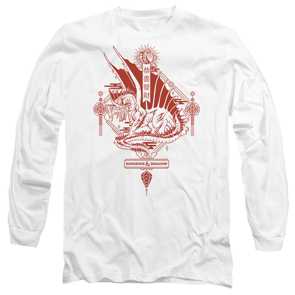 AN OFFCIALLY LICENSED DUNGEONS AND DRAGONS YEAR OF THE DRAGON RED LANTERN MEN'S LONG SLEEVE T-SHIRT WHITE