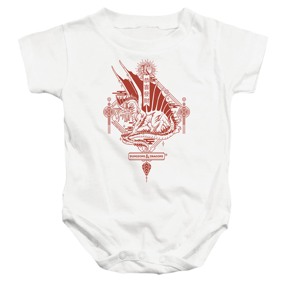 AN OFFCIALLY LICENSED DUNGEONS AND DRAGONS YEAR OF THE DRAGON RED LANTERN BABY BODYSUIT WHITE