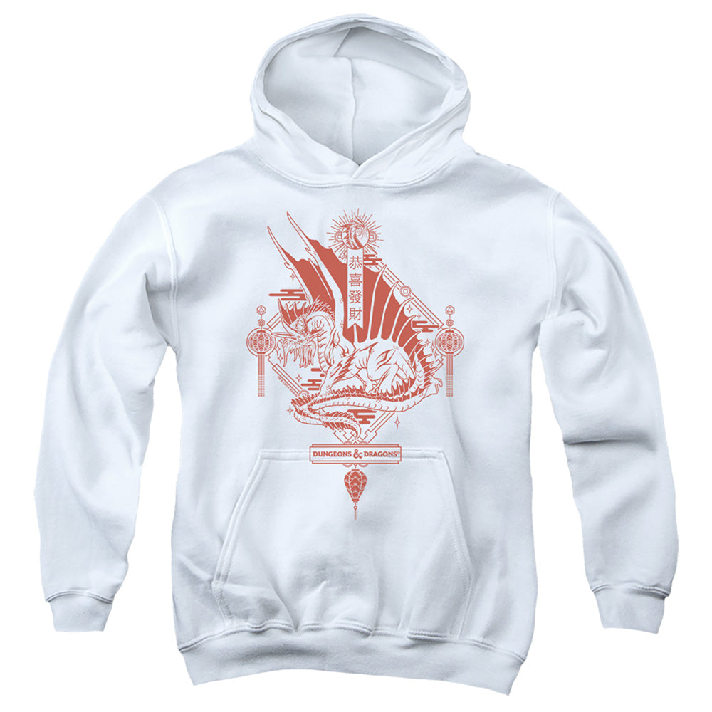 AN OFFCIALLY LICENSED DUNGEONS AND DRAGONS YEAR OF THE DRAGON RED LANTERN YOUTH HOODIE WHITE