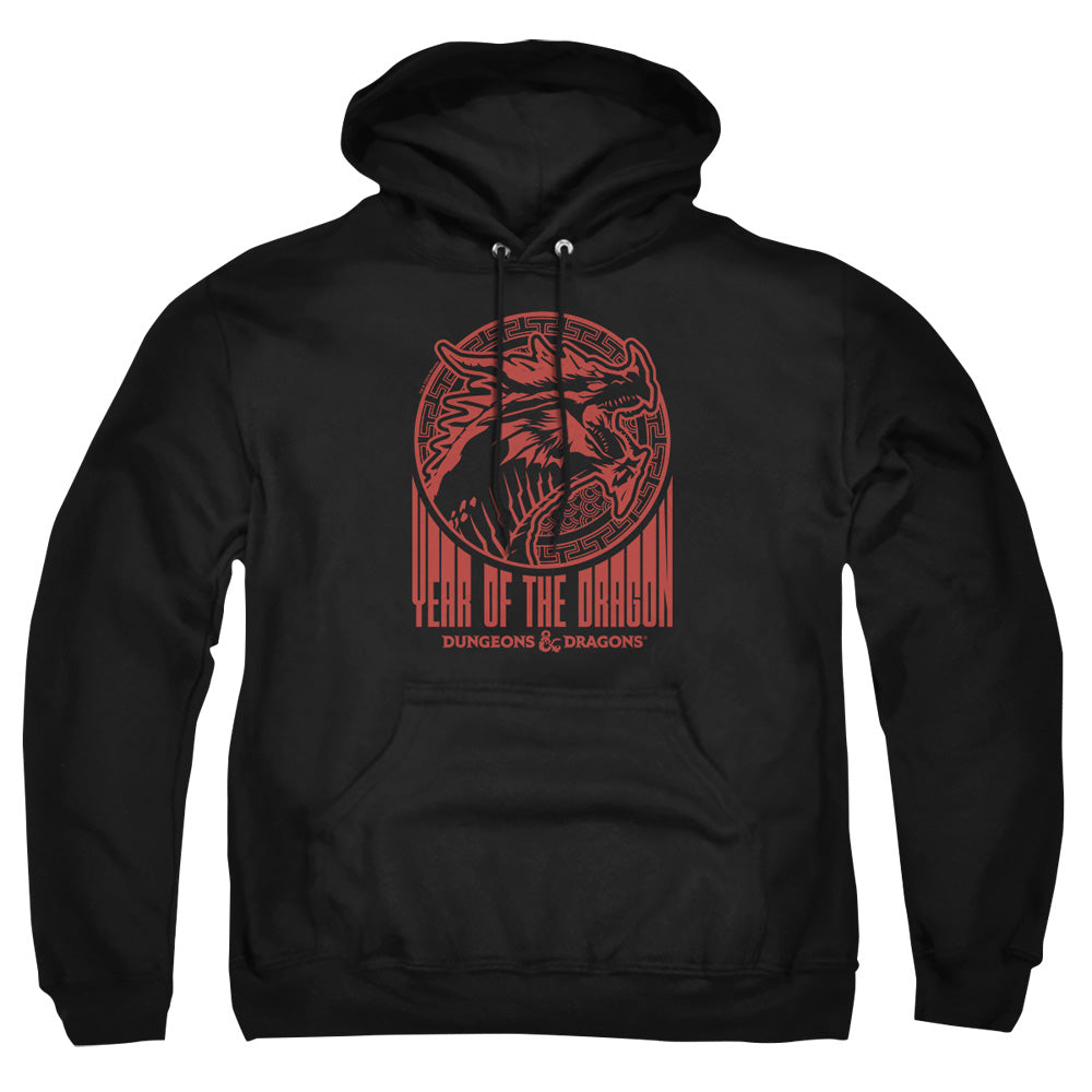 AN OFFCIALLY LICENSED DUNGEONS AND DRAGONS YEAR OF THE DRAGON STREET RED ADULT UNISEX PULLOVER HOODIE BLACK