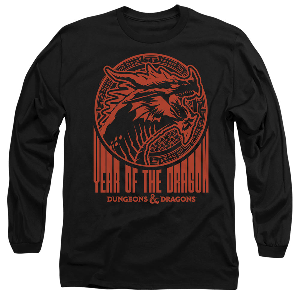 AN OFFCIALLY LICENSED DUNGEONS AND DRAGONS YEAR OF THE DRAGON STREET RED MEN'S LONG SLEEVE T-SHIRT BLACK