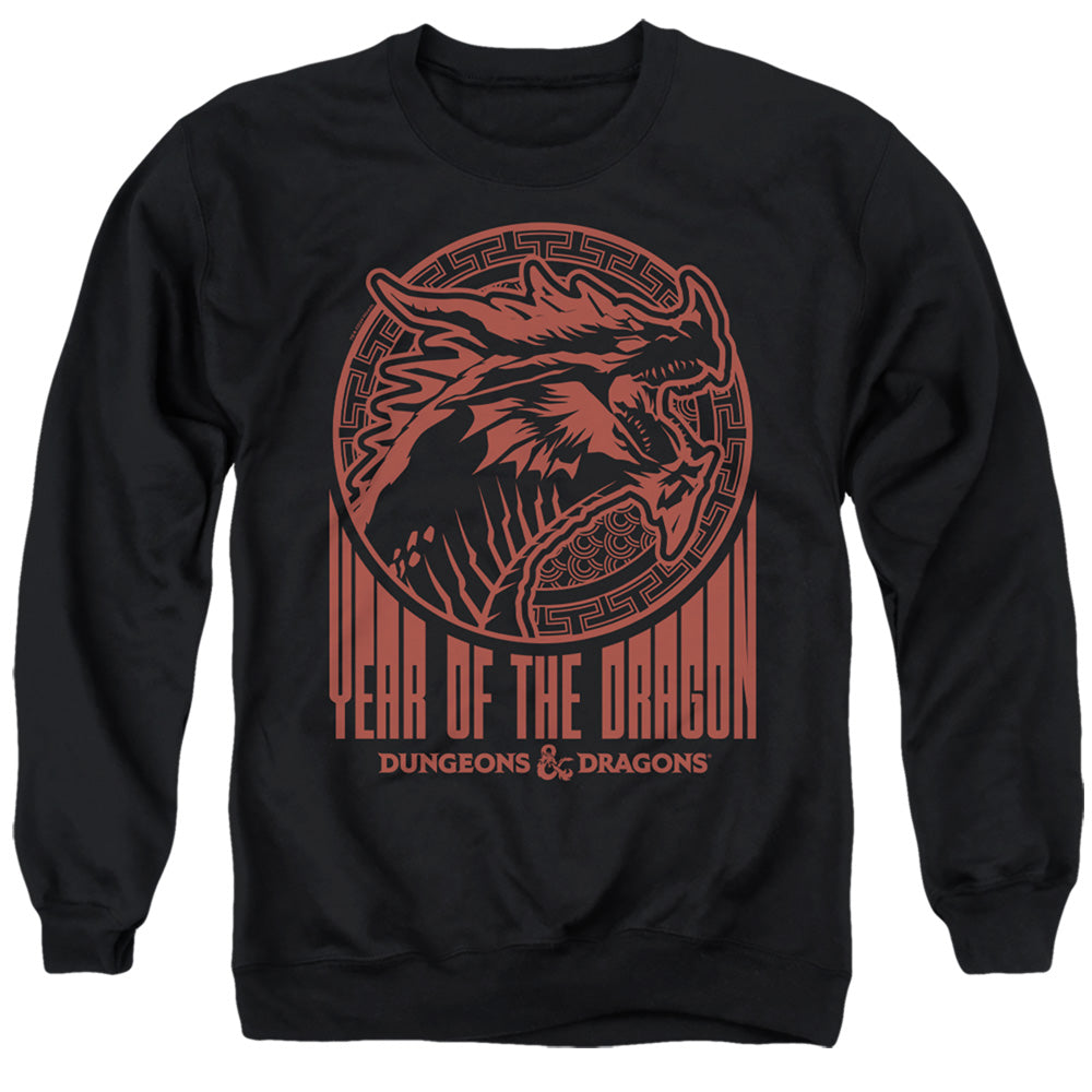 AN OFFCIALLY LICENSED DUNGEONS AND DRAGONS YEAR OF THE DRAGON STREET RED ADULT UNISEX CREWNECK SWEATSHIRT BLACK