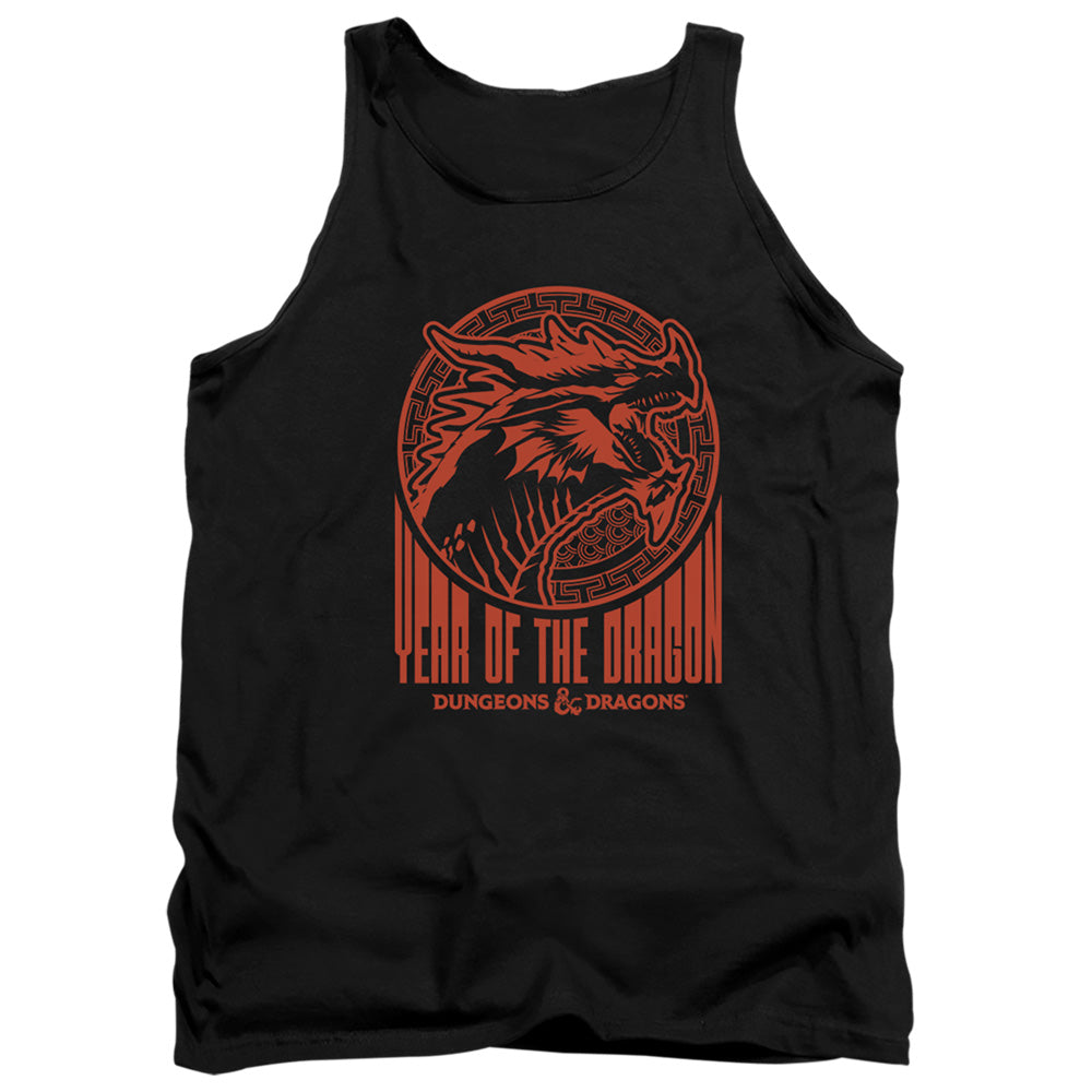 AN OFFCIALLY LICENSED DUNGEONS AND DRAGONS YEAR OF THE DRAGON STREET RED ADULT UNISEX TANK TOP BLACK