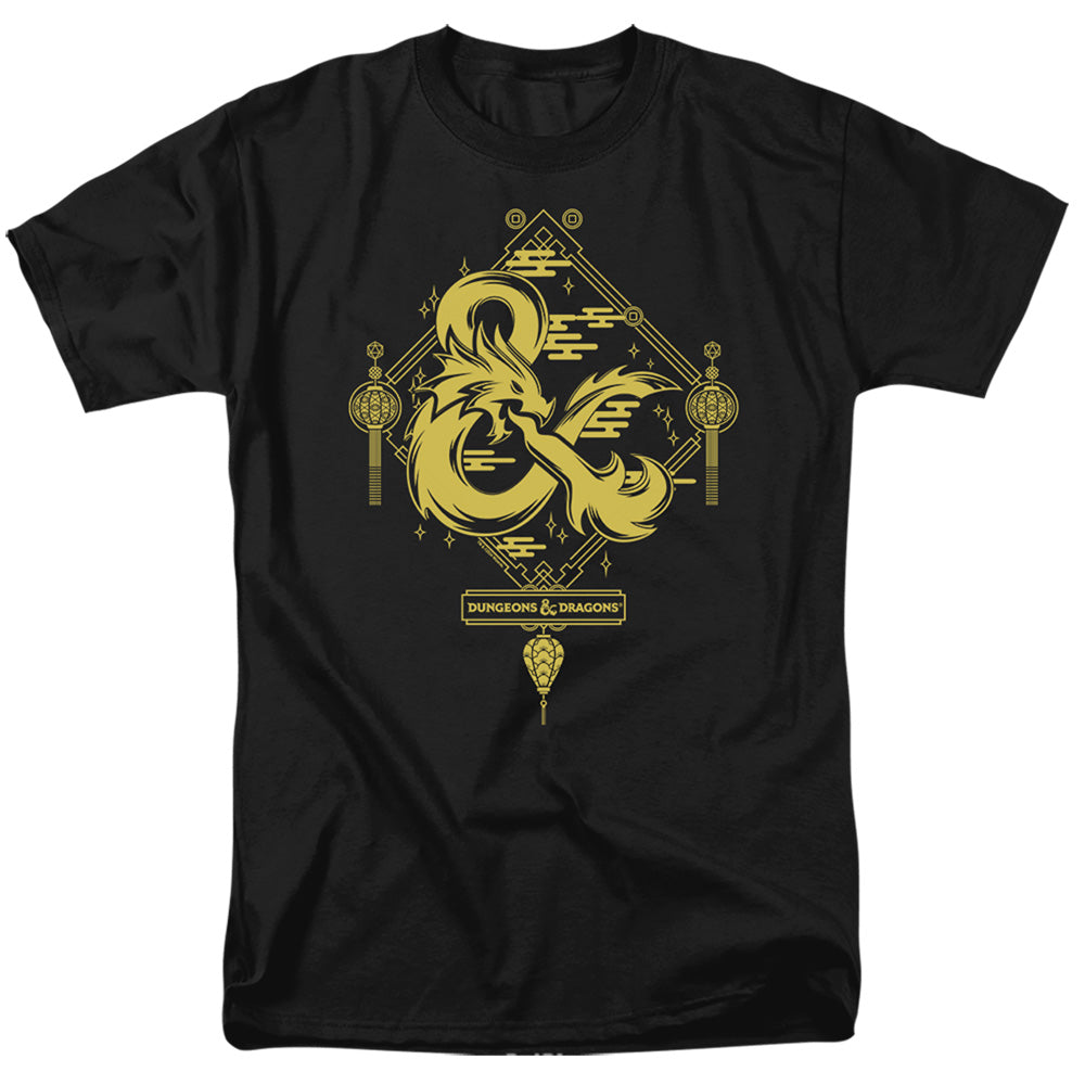 AN OFFCIALLY LICENSED DUNGEONS AND DRAGONS YEAR OF THE DRAGON GOLD LOGO MEN'S REGULAR FIT T-SHIRT BLACK