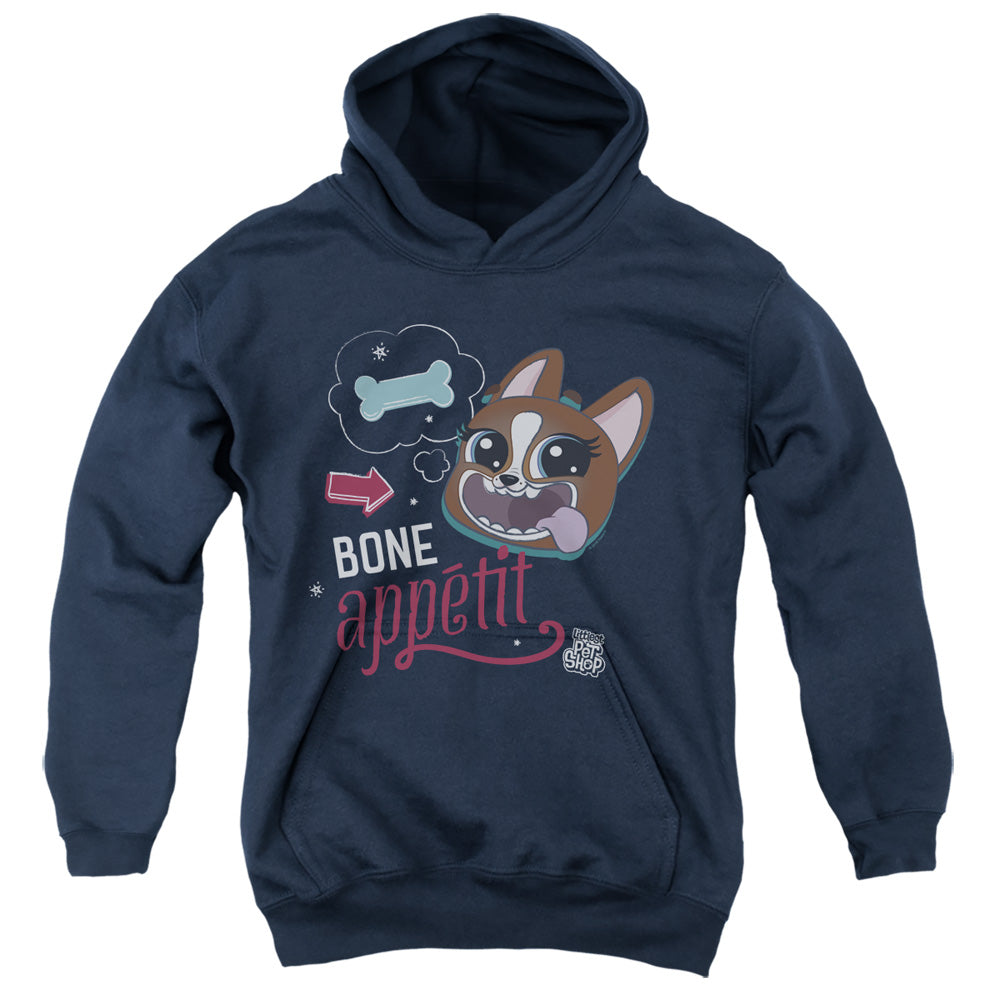 AN OFFCIALLY LICENSED LITTLEST PET SHOP BONE APPETIT YOUTH HOODIE NAVY