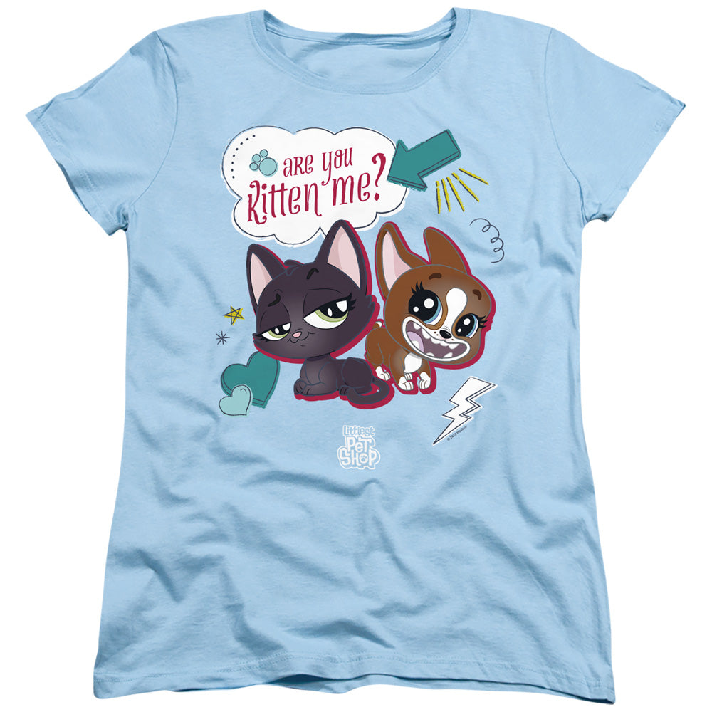AN OFFCIALLY LICENSED LITTLEST PET SHOP ARE YOU KITTEN ME WOMEN'S REGULAR FIT T-SHIRT LIGHT BLUE