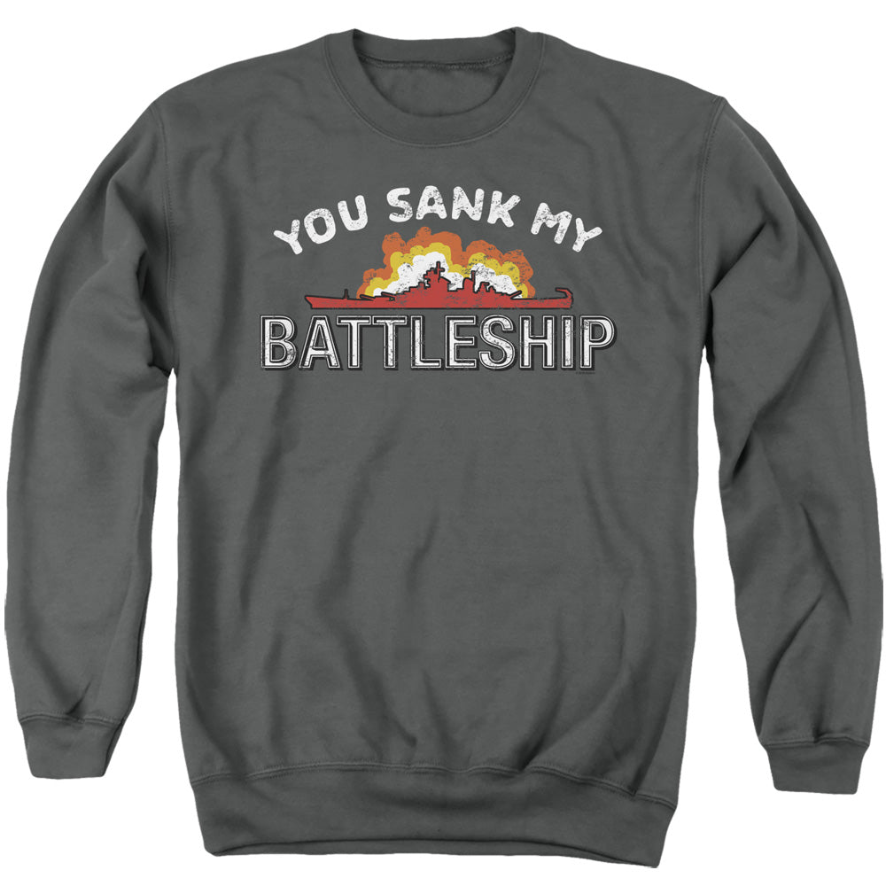 AN OFFCIALLY LICENSED BATTLESHIP SUNK ADULT UNISEX CREWNECK SWEATSHIRT CHARCOAL