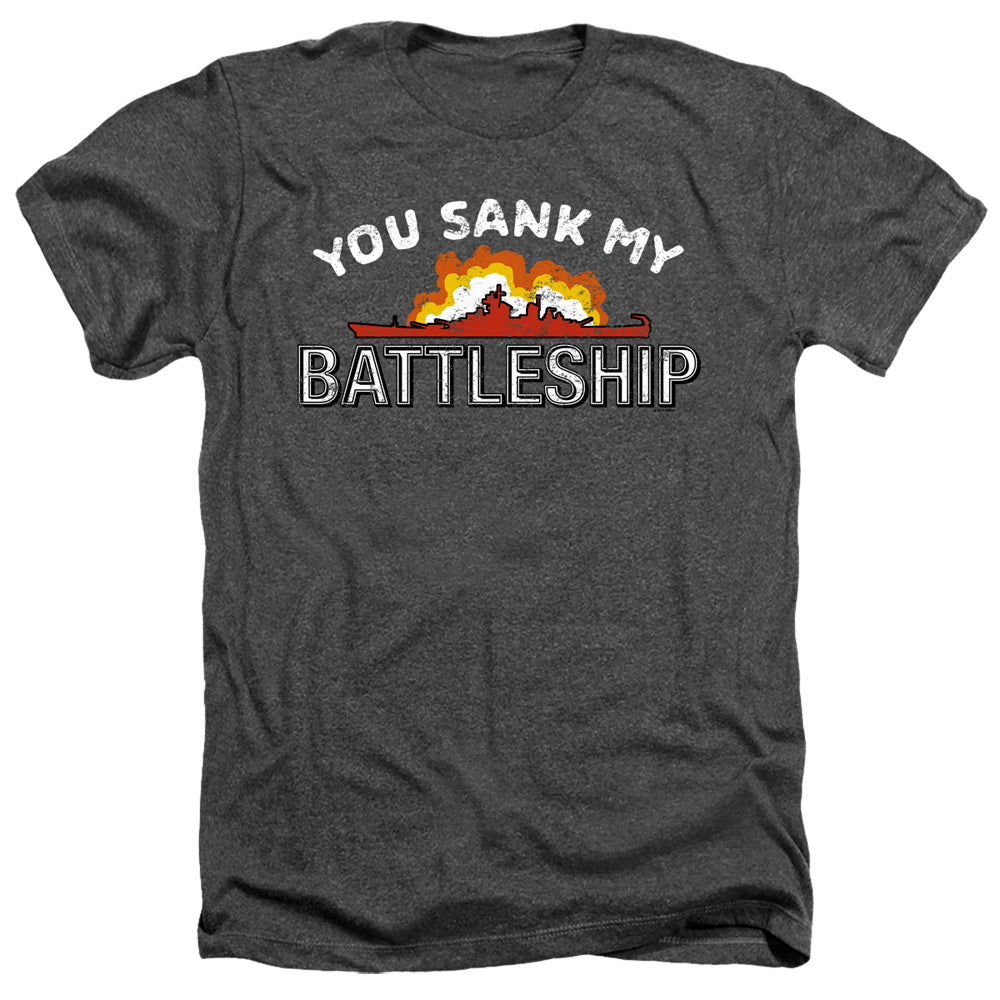 AN OFFCIALLY LICENSED BATTLESHIP SUNK MEN'S HEATHER T-SHIRT CHARCOAL