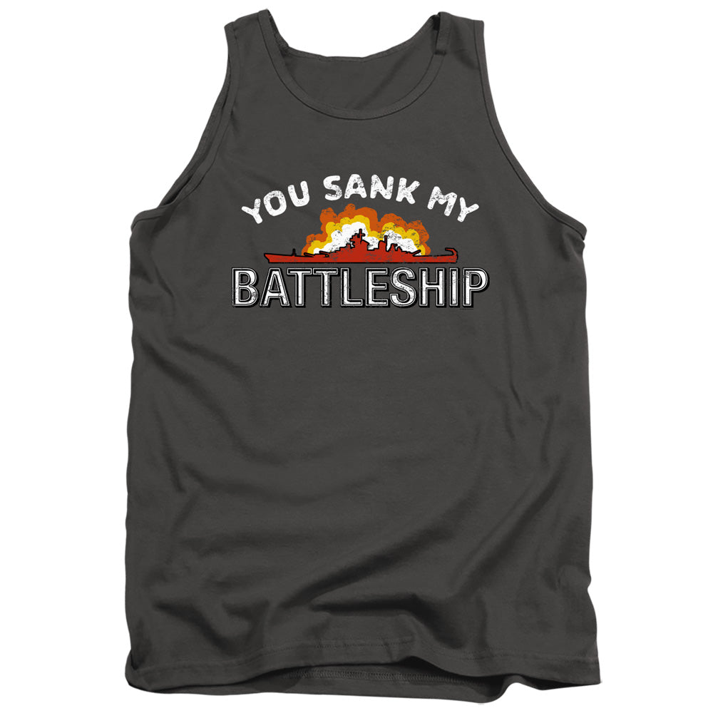AN OFFCIALLY LICENSED BATTLESHIP SUNK ADULT UNISEX TANK TOP CHARCOAL