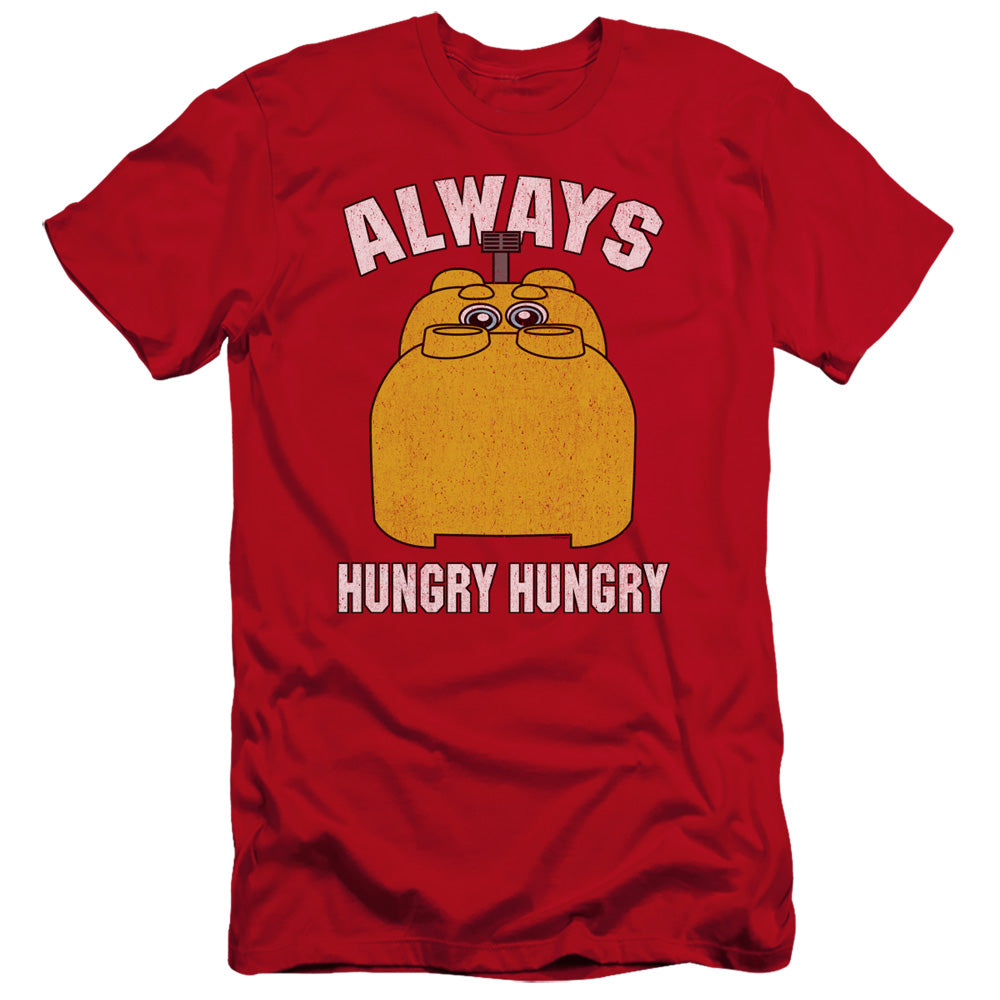 AN OFFCIALLY LICENSED HUNGRY HUNGRY HIPPOS HUNGRY MEN'S PREMIUM SLIM FIT T-SHIRT RED
