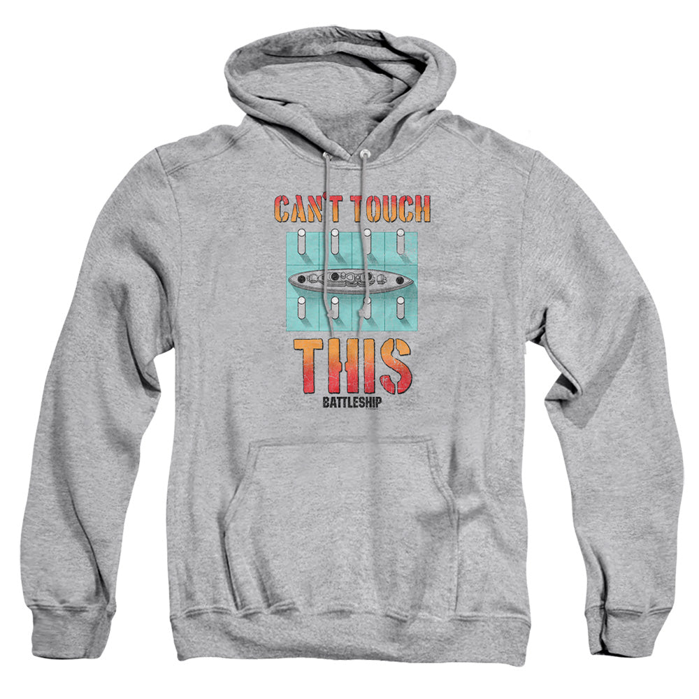 AN OFFCIALLY LICENSED BATTLESHIP CANT TOUCH THIS ADULT UNISEX PULLOVER HOODIE ATHLETIC HEATHER