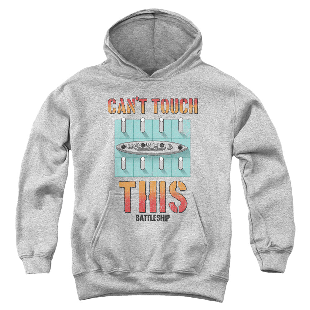 AN OFFCIALLY LICENSED BATTLESHIP CANT TOUCH THIS YOUTH HOODIE ATHLETIC HEATHER
