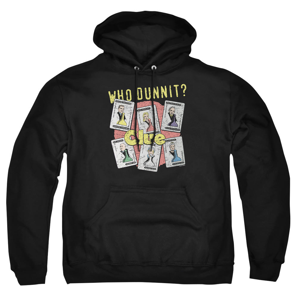 AN OFFCIALLY LICENSED CLUE WHO DUNNIT ADULT UNISEX PULLOVER HOODIE BLACK