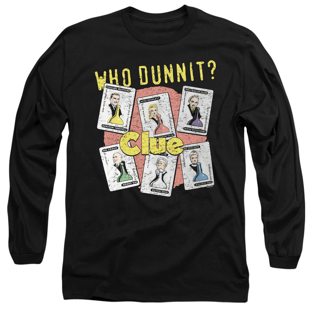 AN OFFCIALLY LICENSED CLUE WHO DUNNIT MEN'S LONG SLEEVE T-SHIRT BLACK