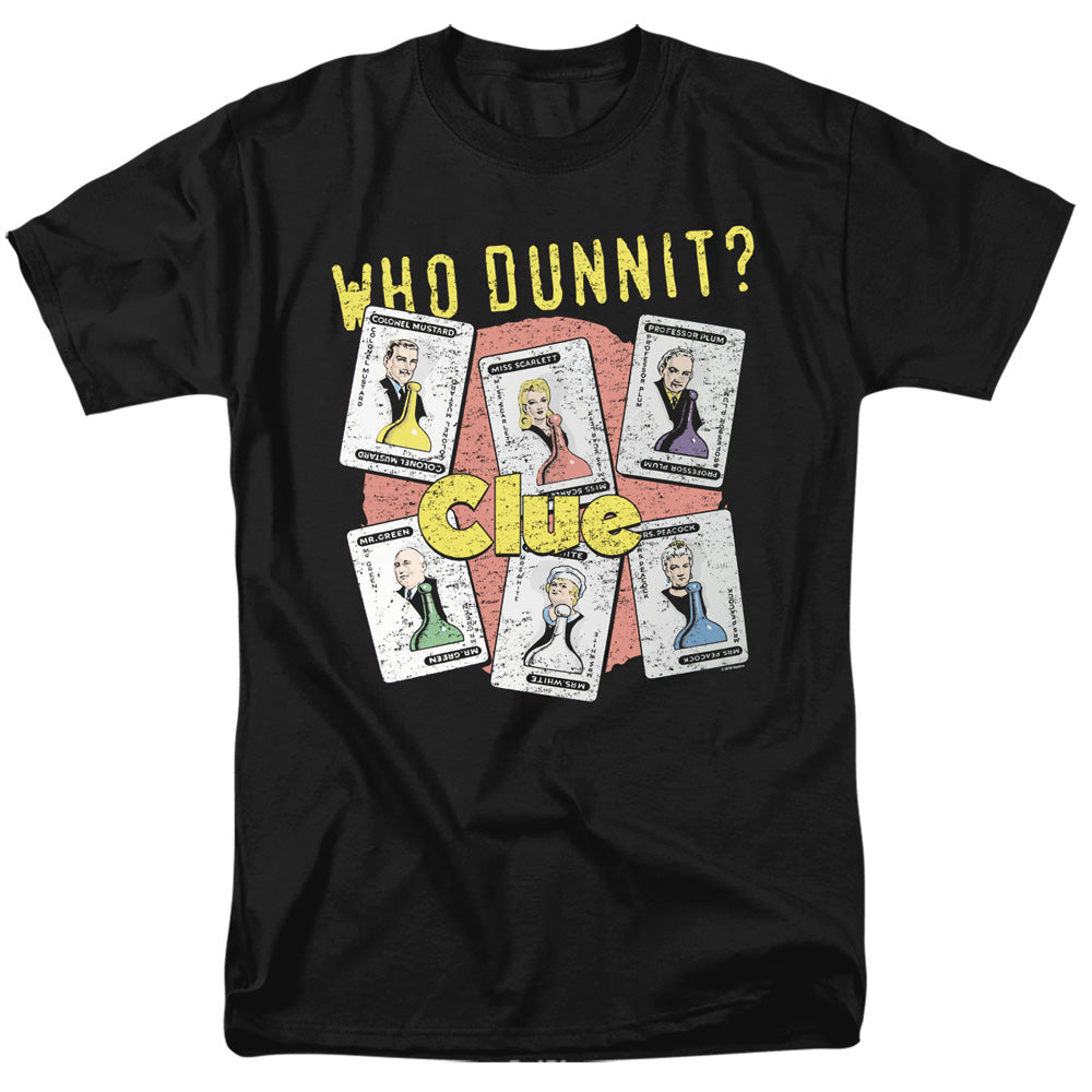 AN OFFCIALLY LICENSED CLUE WHO DUNNIT MEN'S REGULAR FIT T-SHIRT BLACK