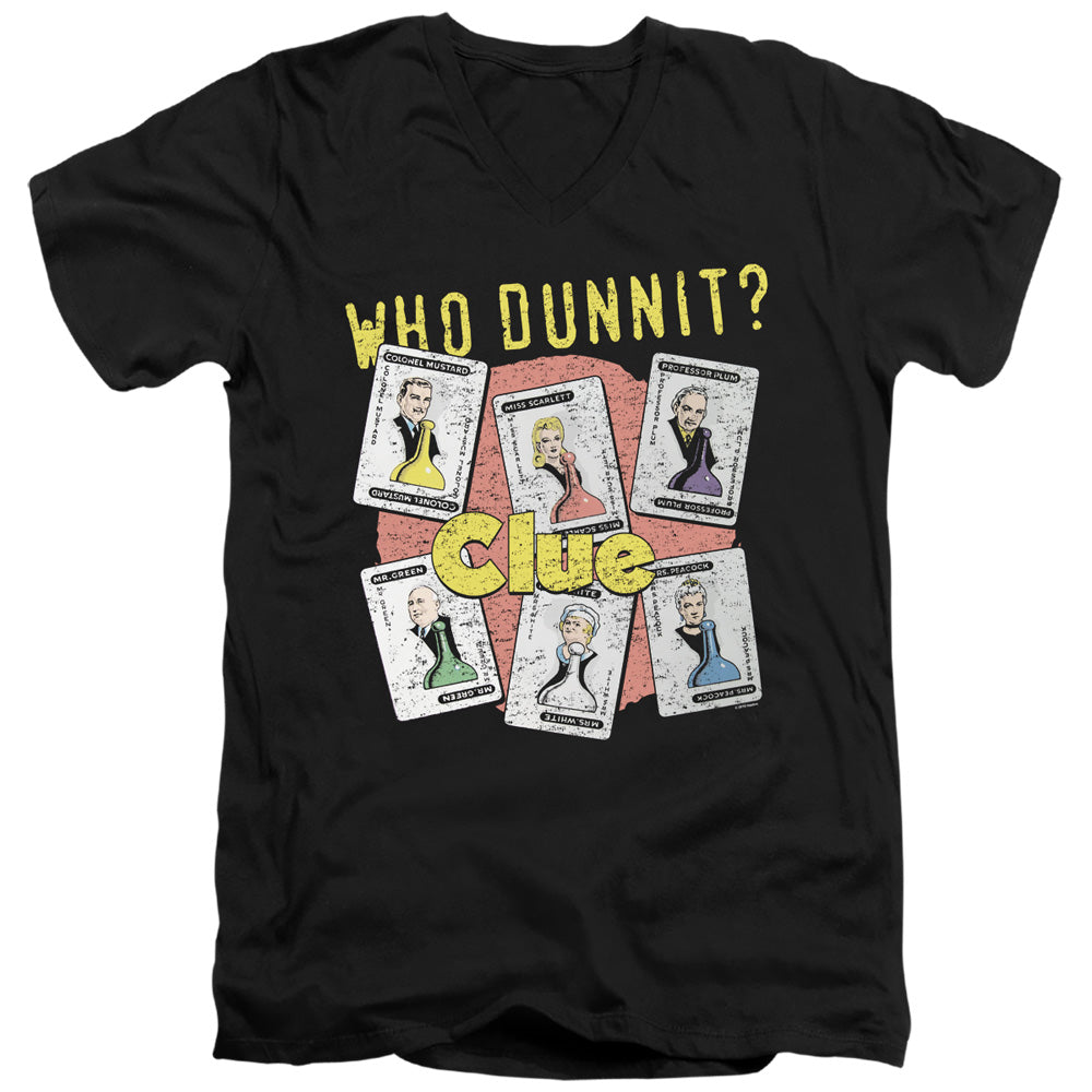 AN OFFCIALLY LICENSED CLUE WHO DUNNIT MEN'S V-NECK T-SHIRT BLACK