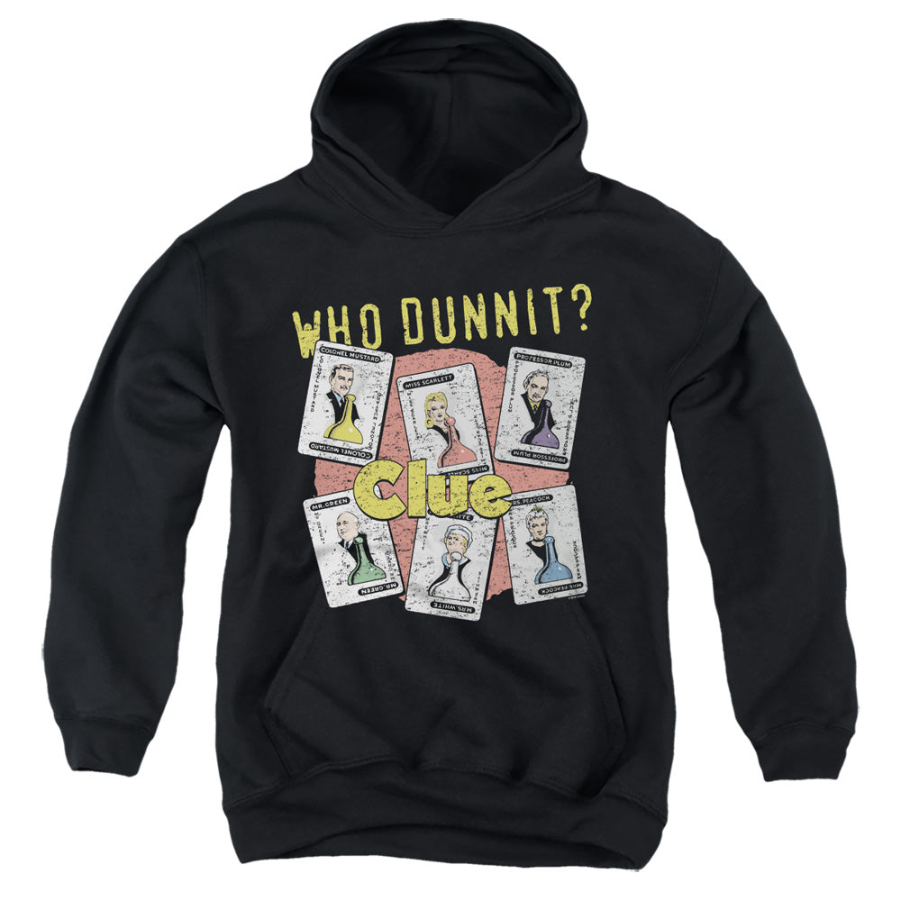 AN OFFCIALLY LICENSED CLUE WHO DUNNIT YOUTH HOODIE BLACK
