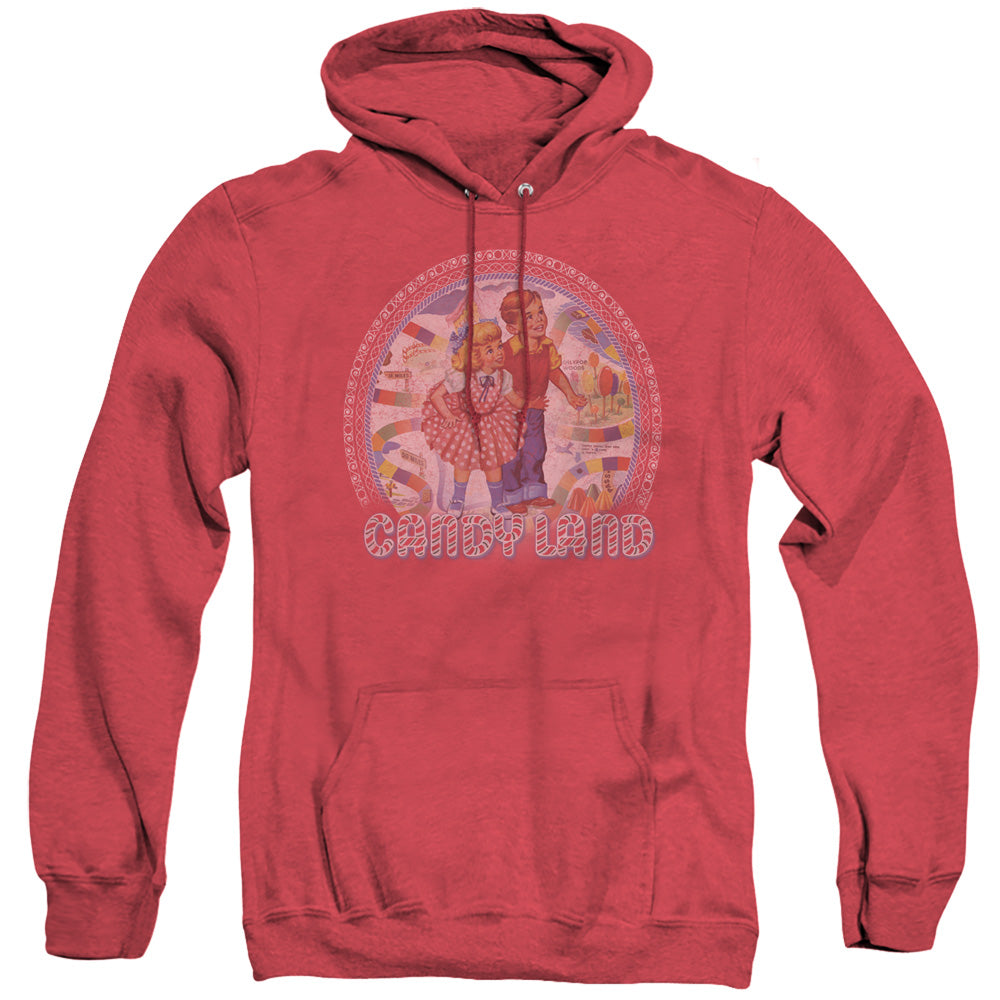 AN OFFCIALLY LICENSED CANDY LAND CANDY LAND ADULT UNISEX HEATHER PULLOVER HOODIE RED