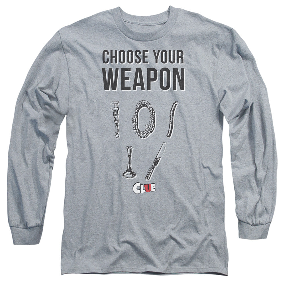 AN OFFCIALLY LICENSED CLUE CHOOSE MEN'S LONG SLEEVE T-SHIRT ATHLETIC HEATHER