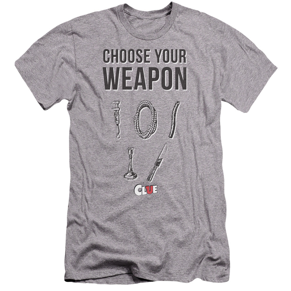 AN OFFCIALLY LICENSED CLUE CHOOSE MEN'S PREMIUM SLIM FIT T-SHIRT ATHLETIC HEATHER