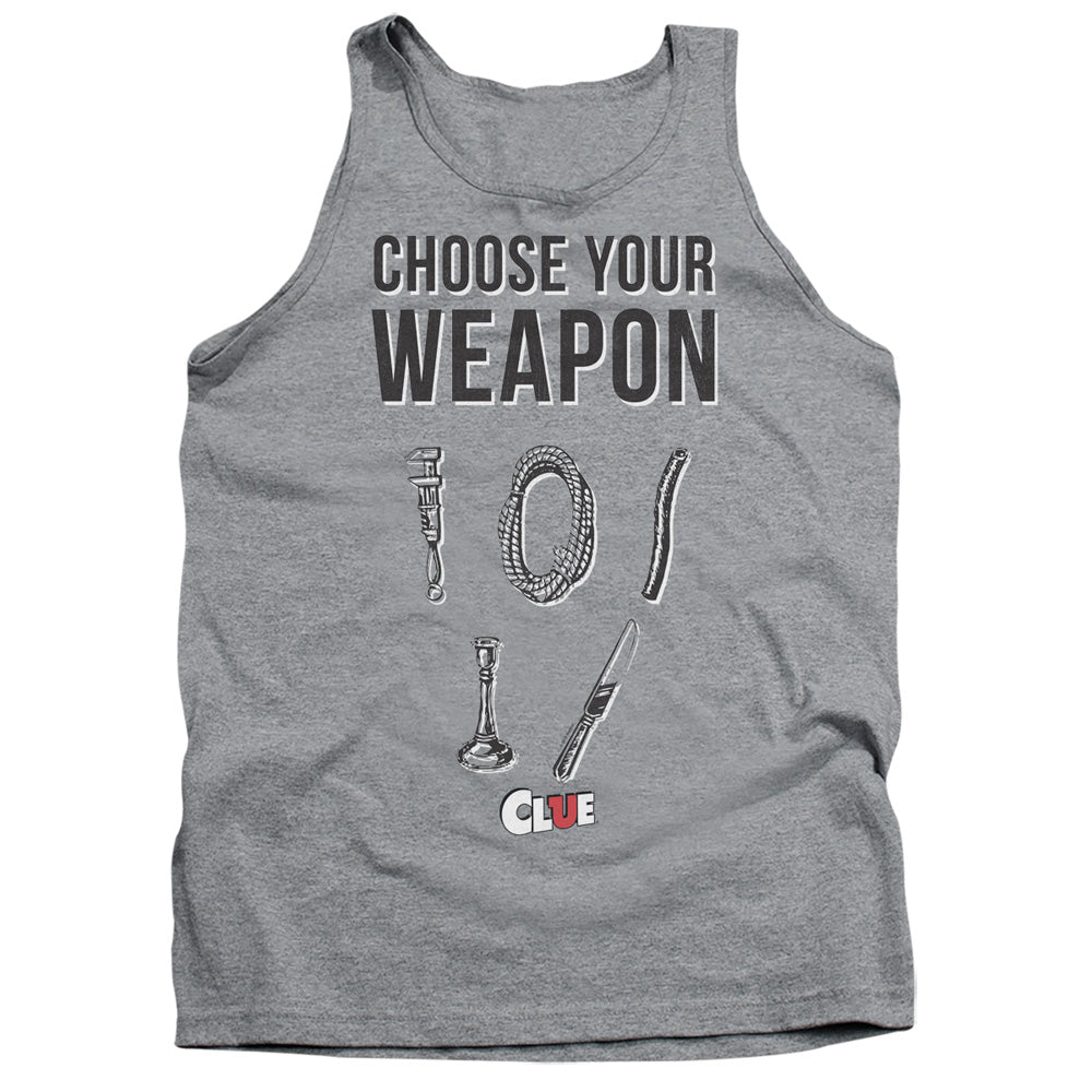 AN OFFCIALLY LICENSED CLUE CHOOSE ADULT UNISEX TANK TOP ATHLETIC HEATHER