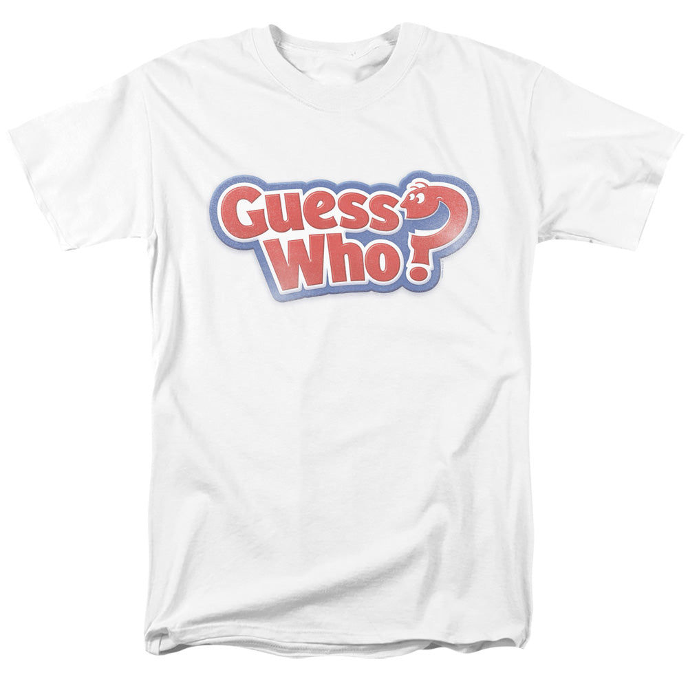 AN OFFCIALLY LICENSED GUESS WHO GUESS WHO DISTRESSED LOGO MEN'S REGULAR FIT T-SHIRT WHITE