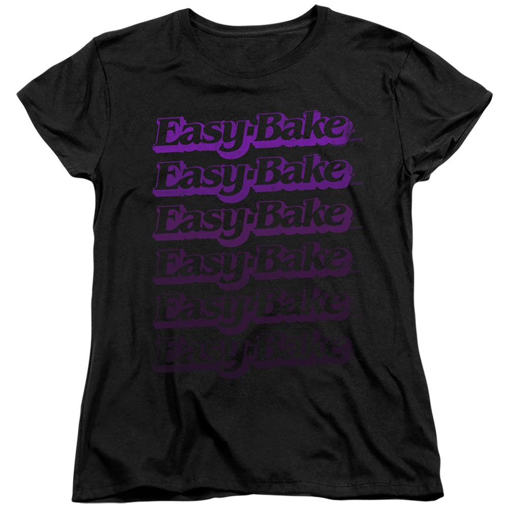 AN OFFCIALLY LICENSED EASY BAKE OVEN FADED WOMEN'S REGULAR FIT T-SHIRT BLACK