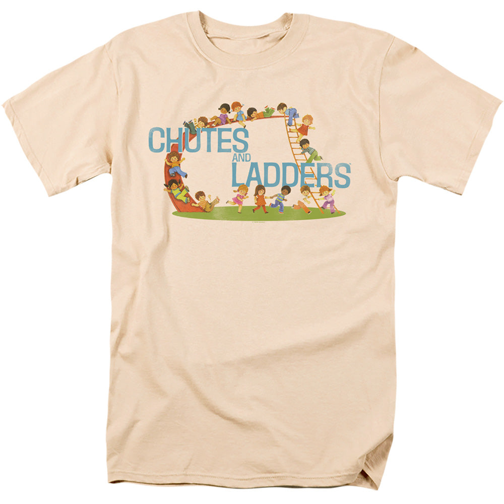 AN OFFCIALLY LICENSED CHUTES AND LADDERS VINTAGE CHUTES AND LADDERS MEN'S REGULAR FIT T-SHIRT CREAM