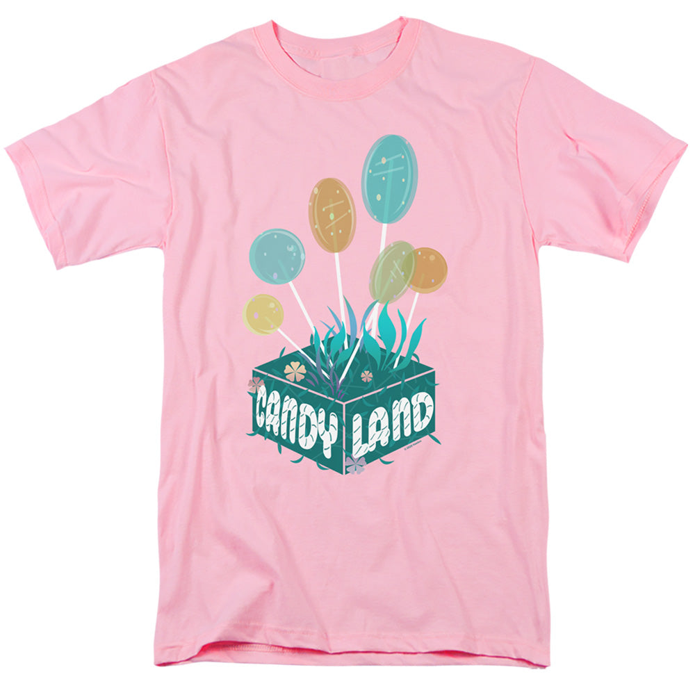 AN OFFCIALLY LICENSED CANDY LAND ISOMETRIC LOLLIPOP BLOCK MEN'S REGULAR FIT T-SHIRT PINK
