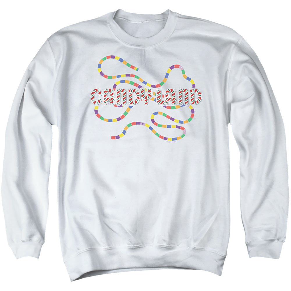 AN OFFCIALLY LICENSED CANDY LAND CANDY LAND BOARD ADULT UNISEX CREWNECK SWEATSHIRT WHITE