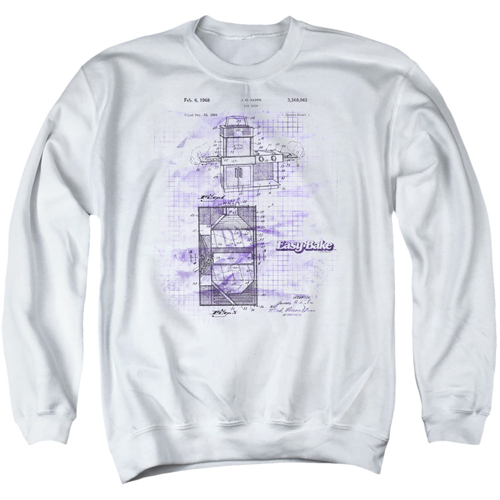 AN OFFCIALLY LICENSED EASY BAKE OVEN EASY BAKE PATENT ADULT UNISEX CREWNECK SWEATSHIRT WHITE