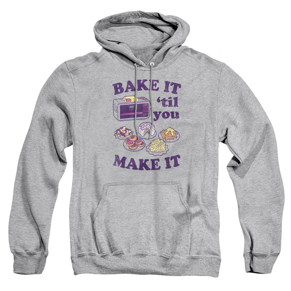 AN OFFCIALLY LICENSED EASY BAKE OVEN BAKE IT TIL YOU MAKE IT ADULT UNISEX PULLOVER HOODIE ATHLETIC HEATHER