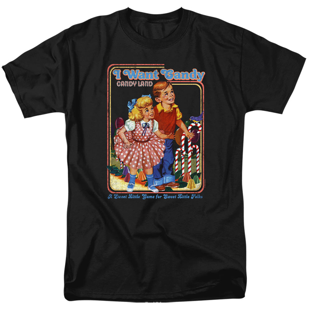 AN OFFCIALLY LICENSED CANDY LAND I WANT CANDY MEN'S REGULAR FIT T-SHIRT BLACK