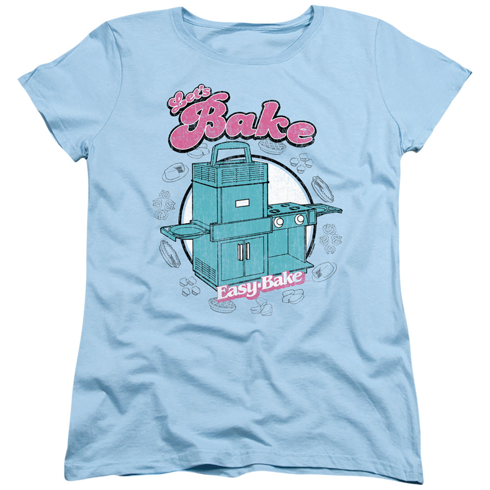 AN OFFCIALLY LICENSED EASY BAKE OVEN LETS BAKE WOMEN'S REGULAR FIT T-SHIRT LIGHT BLUE