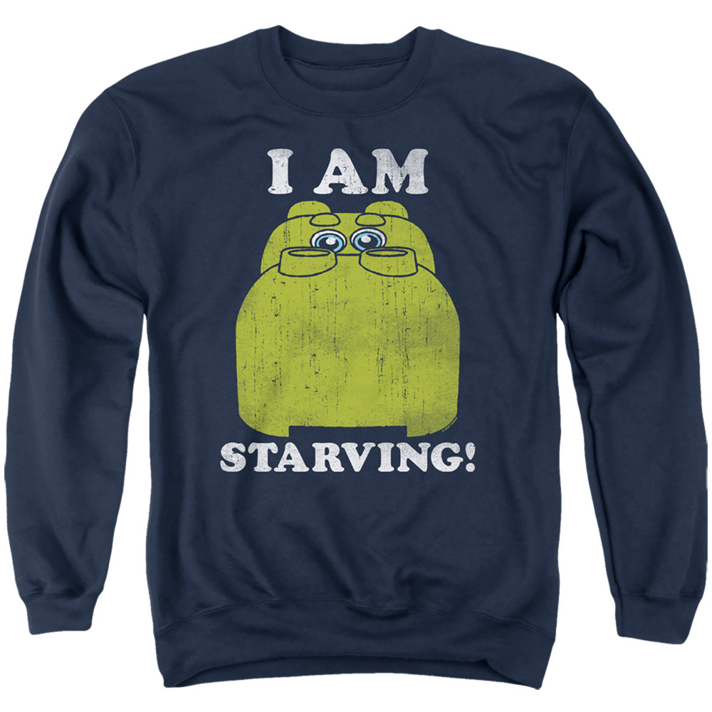 AN OFFCIALLY LICENSED HUNGRY HUNGRY HIPPOS IM STARVING ADULT UNISEX CREWNECK SWEATSHIRT NAVY