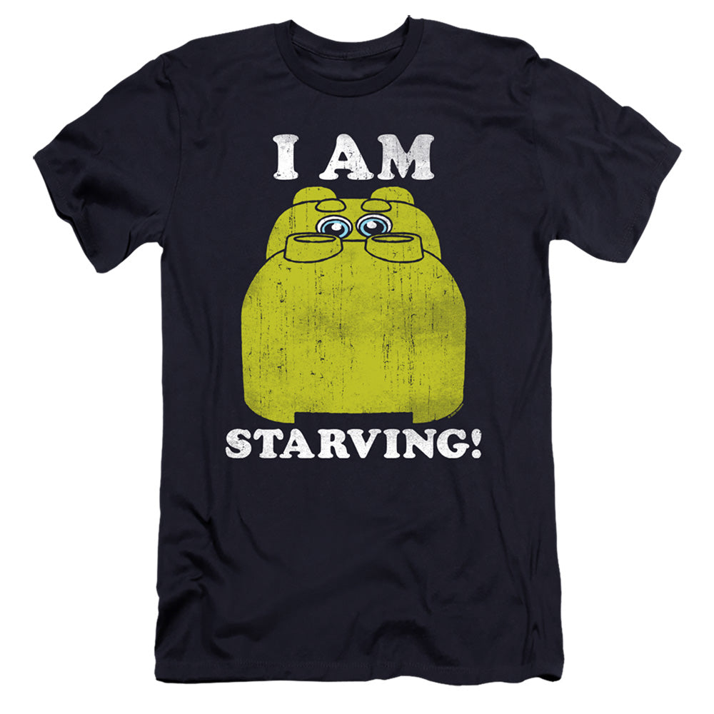 AN OFFCIALLY LICENSED HUNGRY HUNGRY HIPPOS IM STARVING MEN'S PREMIUM SLIM FIT T-SHIRT NAVY