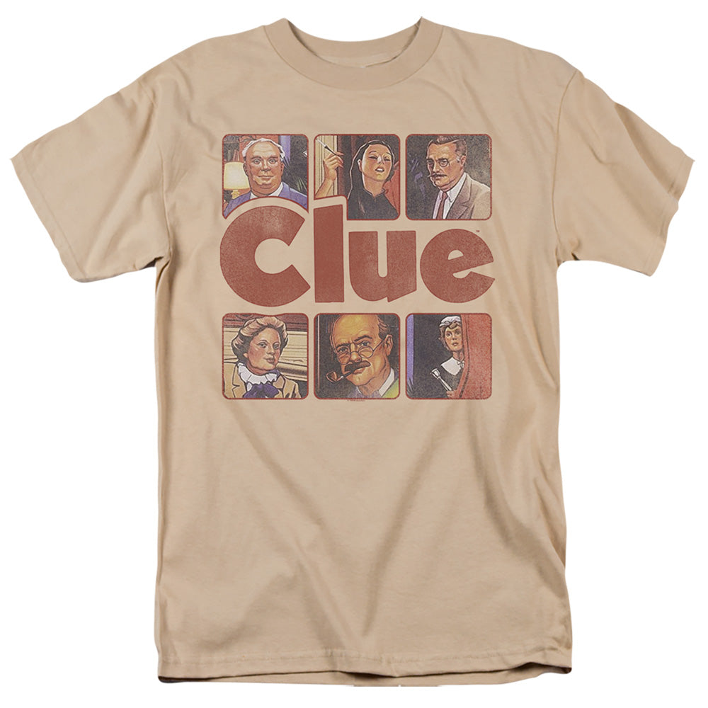 AN OFFCIALLY LICENSED CLUE CLUE 1986 MEN'S REGULAR FIT T-SHIRT SAND