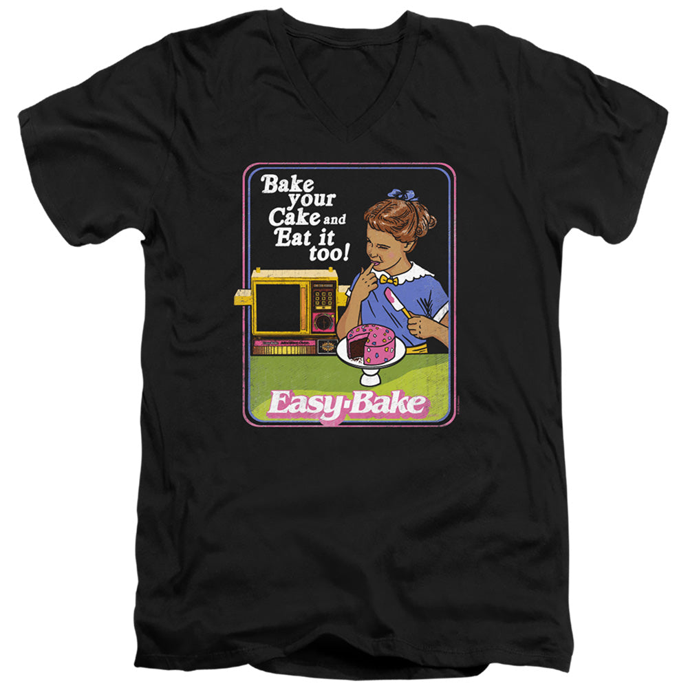 AN OFFCIALLY LICENSED EASY BAKE OVEN BAKE YOUR CAKE MEN'S V-NECK T-SHIRT BLACK