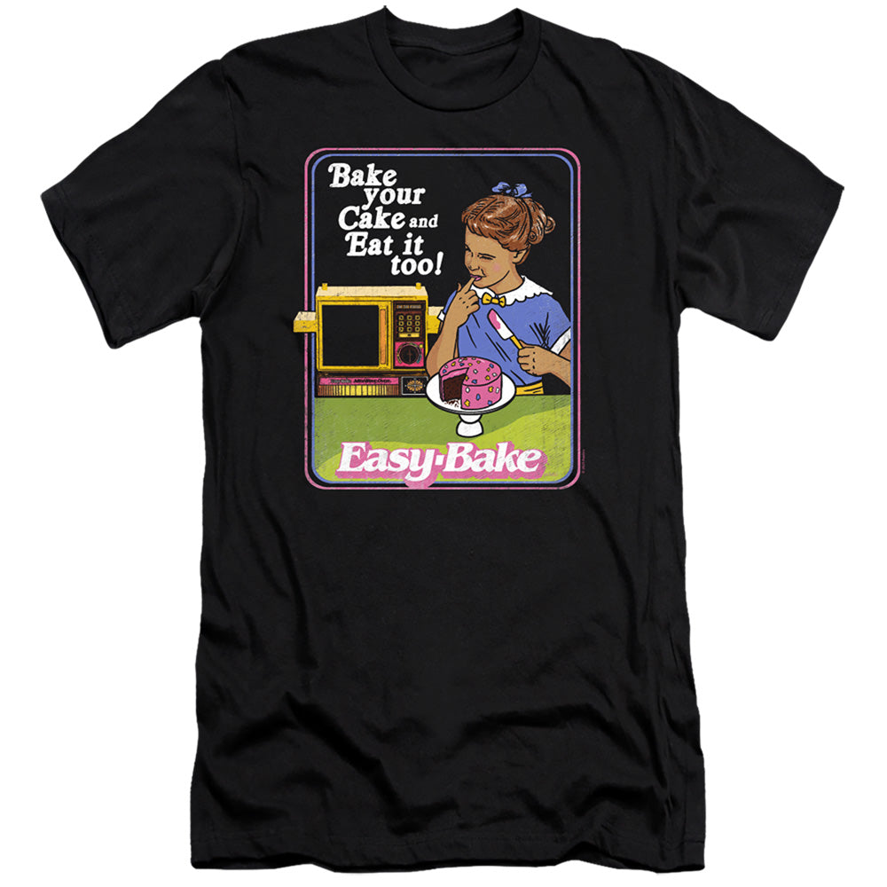 AN OFFCIALLY LICENSED EASY BAKE OVEN BAKE YOUR CAKE MEN'S PREMIUM SLIM FIT T-SHIRT BLACK