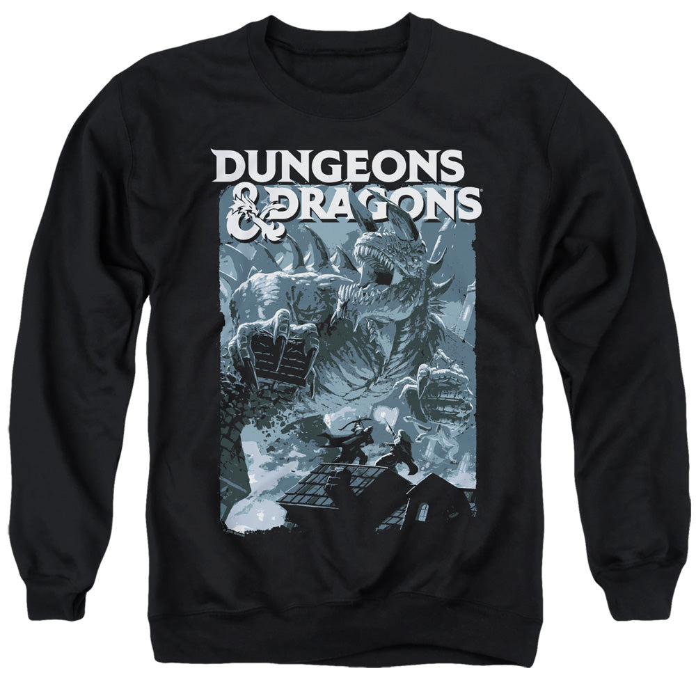 AN OFFCIALLY LICENSED DUNGEONS AND DRAGONS TARRASQUE ADULT UNISEX CREWNECK SWEATSHIRT BLACK