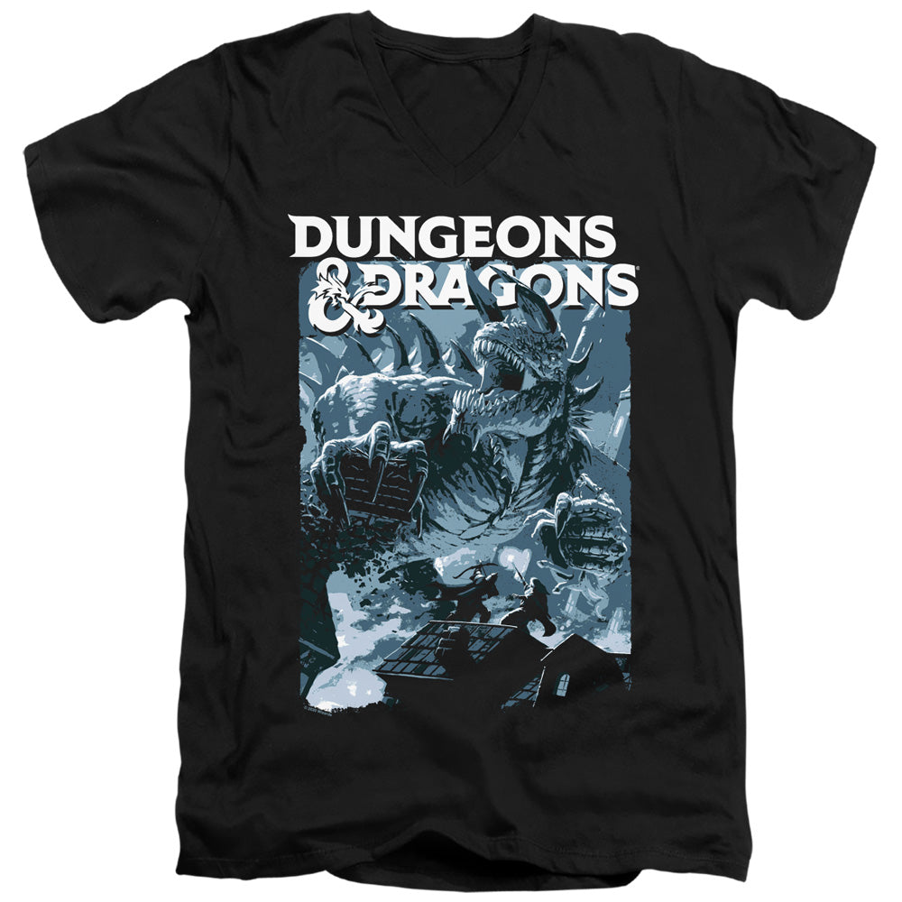 AN OFFCIALLY LICENSED DUNGEONS AND DRAGONS TARRASQUE MEN'S V-NECK T-SHIRT BLACK